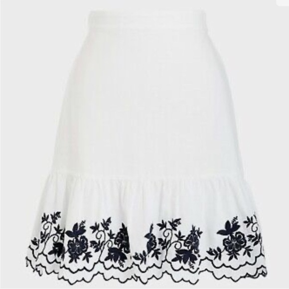 J. Crew Dresses & Skirts - J. Crew white Skirt with navy blue Floral Design